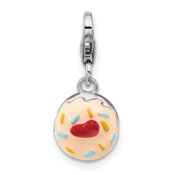 SS Amore La Vita Rh-plated Enameled Red Heart Topped 3-D Cake Charm