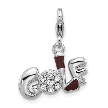 SS Amore La Vita Rhod-plated Swarovski Crystal Enamel Golf Charm