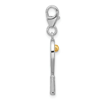 SS Amore La Vita Rh-plated Gold-plated CZ 3-D Tennis Racquet Charm