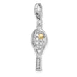SS Amore La Vita Rh-plated Gold-plated CZ 3-D Tennis Racquet Charm