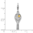 SS Amore La Vita Rh-plated Gold-plated CZ 3-D Tennis Racquet Charm