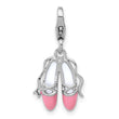 Sterling Silver Amore La Vita Rh-plated Enameled Ballet Shoes Charm