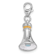 Sterling Silver Amore La Vita  Rh-plated Enameled 3-D Megaphone Charm