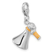 Sterling Silver Amore La Vita  Rh-plated Enameled 3-D Megaphone Charm
