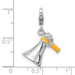 Sterling Silver Amore La Vita  Rh-plated Enameled 3-D Megaphone Charm