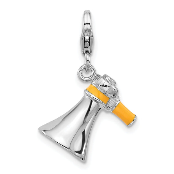 Sterling Silver Amore La Vita  Rh-plated Enameled 3-D Megaphone Charm