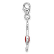 SS Amore La Vita Rhod-plated Enamel Red Heart 3-D Musical Note Charm
