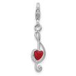 SS Amore La Vita Rhod-plated Enamel Red Heart 3-D Musical Note Charm