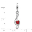 SS Amore La Vita Rhod-plated Enamel Red Heart 3-D Musical Note Charm