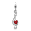 SS Amore La Vita Rhod-plated Enamel Red Heart 3-D Musical Note Charm