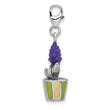 Sterling Silver Amore La Vita Rh-plated Enameled 3-D Potted Flower Charm