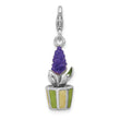 Sterling Silver Amore La Vita Rh-plated Enameled 3-D Potted Flower Charm