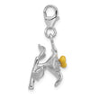 Sterling Silver Amore La Vita Rh-plated 3-D Enameled Yellow Flower Charm