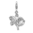 Sterling Silver Amore La Vita Rh-plated 3-D Enameled Yellow Flower Charm