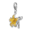 Sterling Silver Amore La Vita Rh-plated 3-D Enameled Yellow Flower Charm