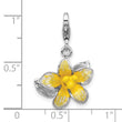 Sterling Silver Amore La Vita Rh-plated 3-D Enameled Yellow Flower Charm