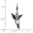 SS Amore La Vita Rhod-plated Antiqued 3-D Shell Pearl Angel Charm