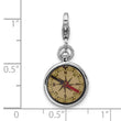 SS Amore La Vita Rhodium-pl Enamel Reversible 3-D Compass Charm