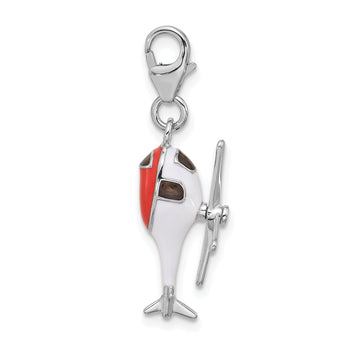 SS Amore La Vita Rh-plated Enameled  3-D Moveable Helicopter Charm