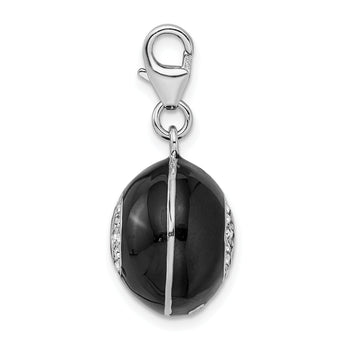 Amore La Vita Sterling Silver Rhodium-plated Polished 3-D Crystal From Swarovski Magic 8 Ball Charm with Fancy Lobster Clasp