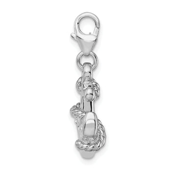 Sterling Silver 925 Polished CZ Anchor Charm with Lobster Clasp - Birthstone Company
