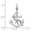 Sterling Silver 925 Polished CZ Anchor Charm with Lobster Clasp