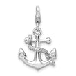 Sterling Silver 925 Polished CZ Anchor Charm with Lobster Clasp - Birthstone Company