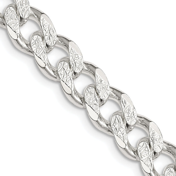 Sterling Silver 9.15mm Pav‚ Curb Chain