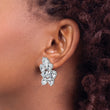 Cheryl M Sterling Silver Rhodium-plated Fancy Brilliant-cut CZ Cluster Omega Back Earrings - Birthstone Company