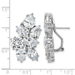 Cheryl M Sterling Silver Rhodium-plated Fancy Brilliant-cut CZ Cluster Omega Back Earrings - Birthstone Company