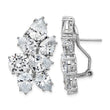 Cheryl M Sterling Silver Rhodium-plated Fancy Brilliant-cut CZ Cluster Omega Back Earrings - Birthstone Company