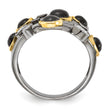 Cheryl M Sterling Silver Black Rhodium WithGold-Plating Onyx & CZ Ring, Size 8 - Birthstone Company