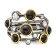 Cheryl M Sterling Silver Black Rhodium WithGold-Plating Onyx & CZ Ring, Size 8 - Birthstone Company