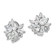 Cheryl M Sterling Silver Rhodium-plated Brilliant-cut & Marquise-cut CZ Cluster Post Omega Back Earrings - Birthstone Company