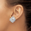 Cheryl M Sterling Silver Rhodium-plated Brilliant-cut & Marquise-cut CZ Cluster Post Omega Back Earrings - Birthstone Company