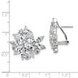 Cheryl M Sterling Silver Rhodium-plated Brilliant-cut & Marquise-cut CZ Cluster Post Omega Back Earrings