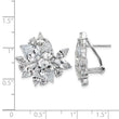 Cheryl M Sterling Silver Rhodium-plated Brilliant-cut & Marquise-cut CZ Cluster Post Omega Back Earrings - Birthstone Company