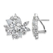 Cheryl M Sterling Silver Rhodium-plated Brilliant-cut & Marquise-cut CZ Cluster Post Omega Back Earrings - Birthstone Company