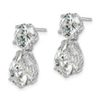 Cheryl M Sterling Silver Rhodium-plated Brilliant-cut CZ Round and Pear Shaped Post Dangle Earrings - Birthstone Company