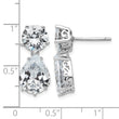 Cheryl M Sterling Silver Rhodium-plated Brilliant-cut CZ Round and Pear Shaped Post Dangle Earrings - Birthstone Company