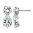 Cheryl M Sterling Silver Rhodium-plated Brilliant-cut CZ Round and Pear Shaped Post Dangle Earrings - Birthstone Company