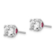 Cheryl M Sterling Silver Rhodium-plated Brilliant-cut Lab Created Ruby and Brilliant-cut White CZ with Heart Sides Stud Post Earrings - Birthstone Company