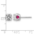 Cheryl M Sterling Silver Rhodium-plated Brilliant-cut Lab Created Ruby and Brilliant-cut White CZ with Heart Sides Stud Post Earrings - Birthstone Company