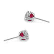 Cheryl M Sterling Silver Rhodium-plated Brilliant-cut Lab Created Ruby and Brilliant-cut White CZ with Heart Sides Stud Post Earrings - Birthstone Company