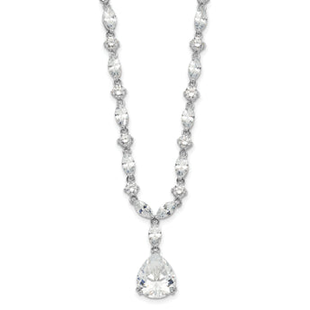 Cheryl M Sterling Silver Rhodium-plated Fancy Marquise-cut & Brilliant-cut Pear CZ 17 Inch Necklace