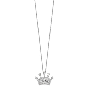 Cheryl M Sterling Silver Rhodium-plated Brilliant-cut CZ Crown 18 Inch Necklace