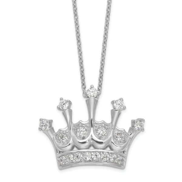 Cheryl M Sterling Silver Rhodium-plated Brilliant-cut CZ Crown 18 Inch Necklace