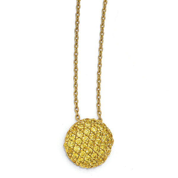 Cheryl M Sterling Silver Gold-plated Yellow CZ Circle 18in. Necklace