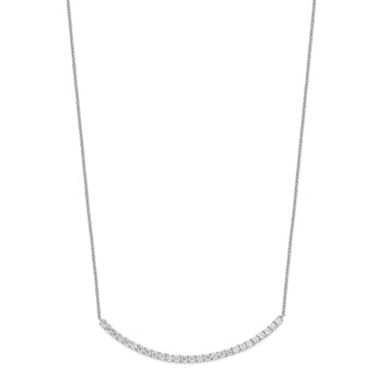 Cheryl M Sterling Silver Rhodium-plated Brilliant-cut CZ Curved Bar 18 Inch Necklace