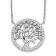 Cheryl M Sterling Silver Rhodium-plated Brilliant-cut CZ Tree Of Life 18 Inch Necklace